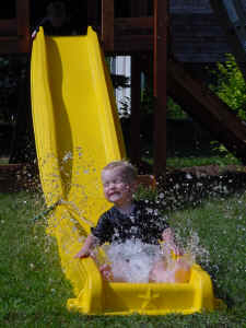 The Secretary enjoys one of the wetter moments of World Exploration.